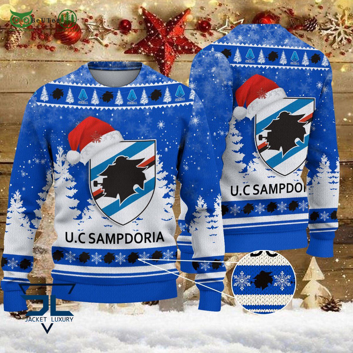 U.C. Sampdoria Lega Serie A Champion Ugly Sweater - Adult & Kids T-Shirts, Sweatshirts & Hoodies apparel design preview 1