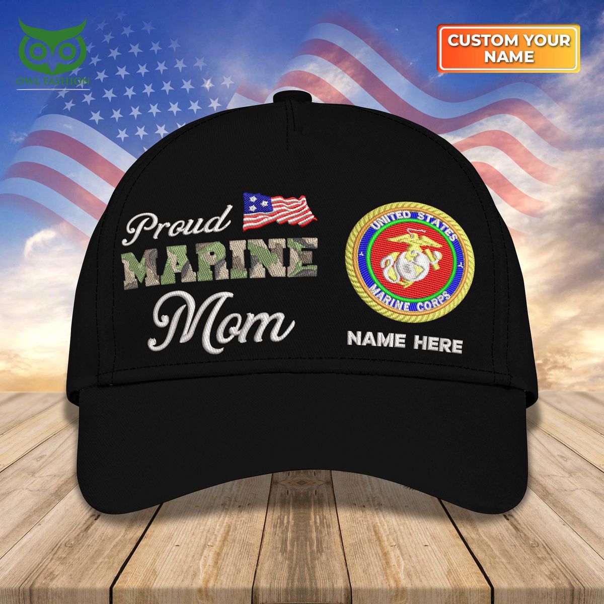 U.S Armed Force Proud Marine Mom Personalized 3D Cap - Adult & Kids T-Shirts, Sweatshirts & Hoodies apparel design preview 1