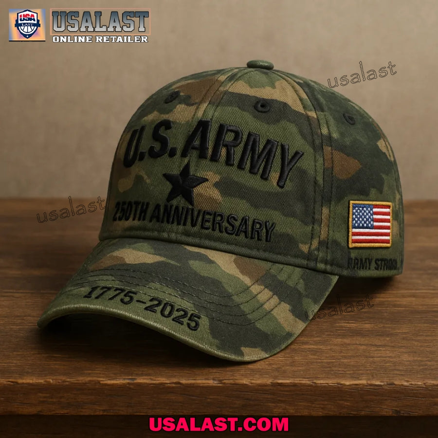 U.S Army Camo Strong 250th Anniversary Cap - Adult & Kids T-Shirts, Sweatshirts & Hoodies apparel design preview 1