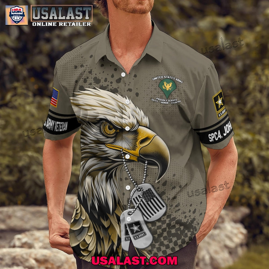 U.S. Army Veterans Hawaiian Custom Your Name And Rank - Adult & Kids T-Shirts, Sweatshirts & Hoodies apparel design preview 1