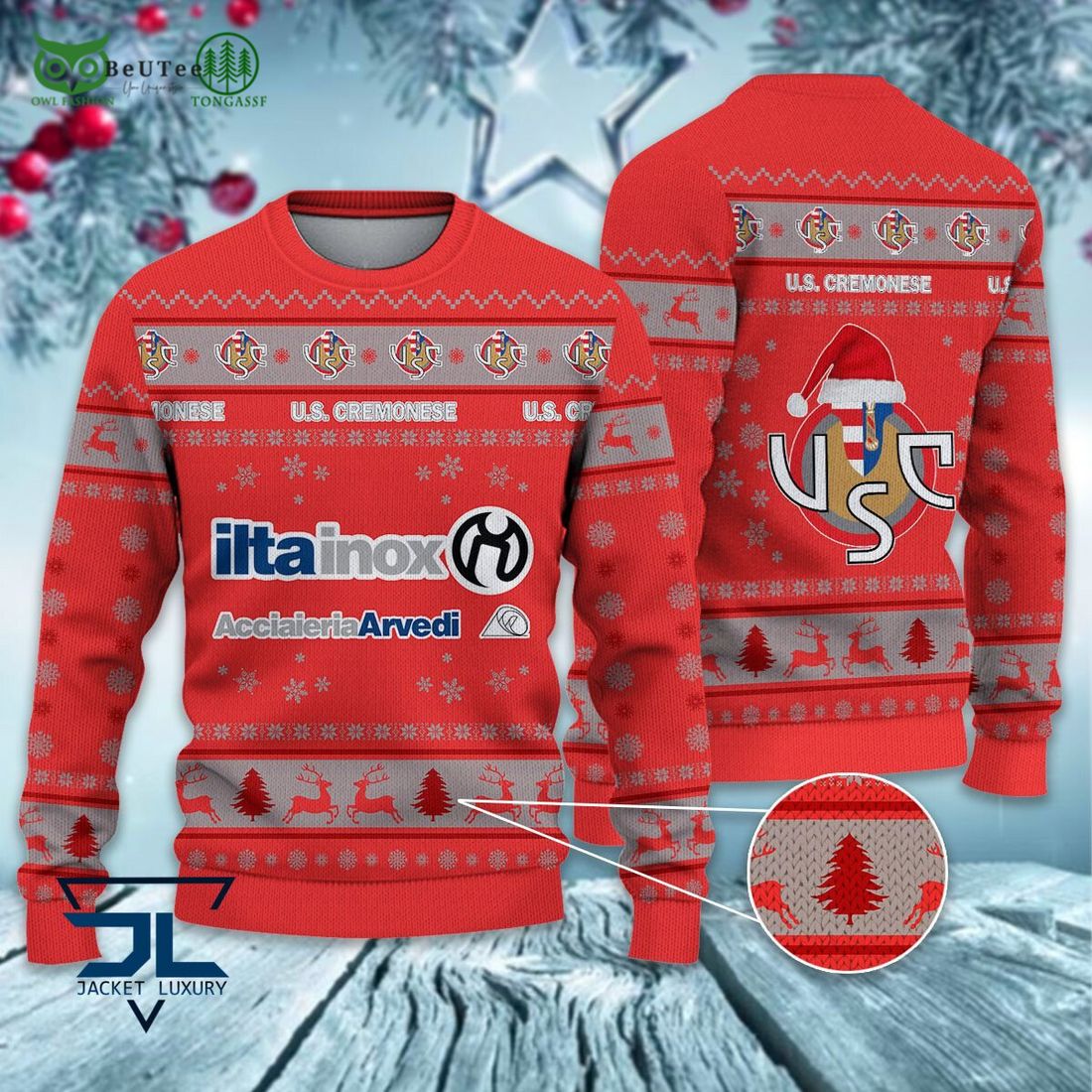 U.S. Cremonese Football Lega Serie A Ugly Sweater - Adult & Kids T-Shirts, Sweatshirts & Hoodies apparel design preview 1