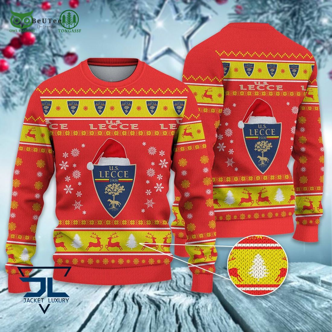 U.S. Lecce Football Lega Serie A Ugly Sweater - Adult & Kids T-Shirts, Sweatshirts & Hoodies apparel design preview 1