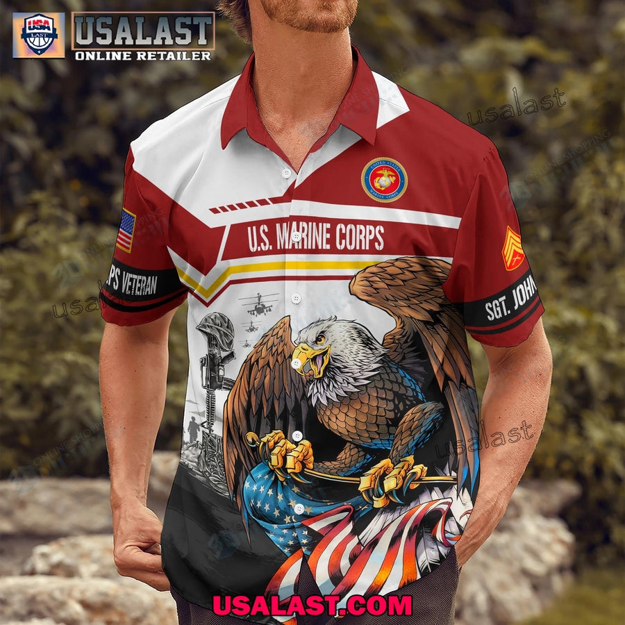 U.S. Marine Corps Veterans Hawaiian Polo And - Adult & Kids T-Shirts, Sweatshirts & Hoodies apparel design preview 1