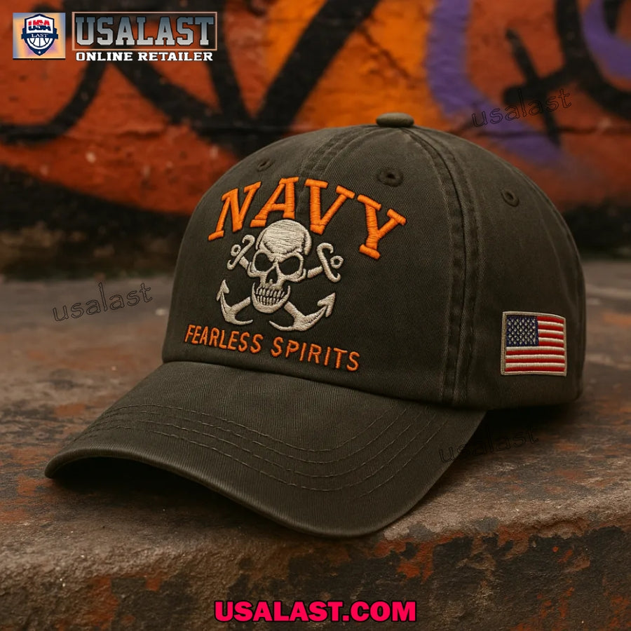 U.S Navy Fearless Spirits Skull Retro Classic Cap - Adult & Kids T-Shirts, Sweatshirts & Hoodies apparel design preview 1