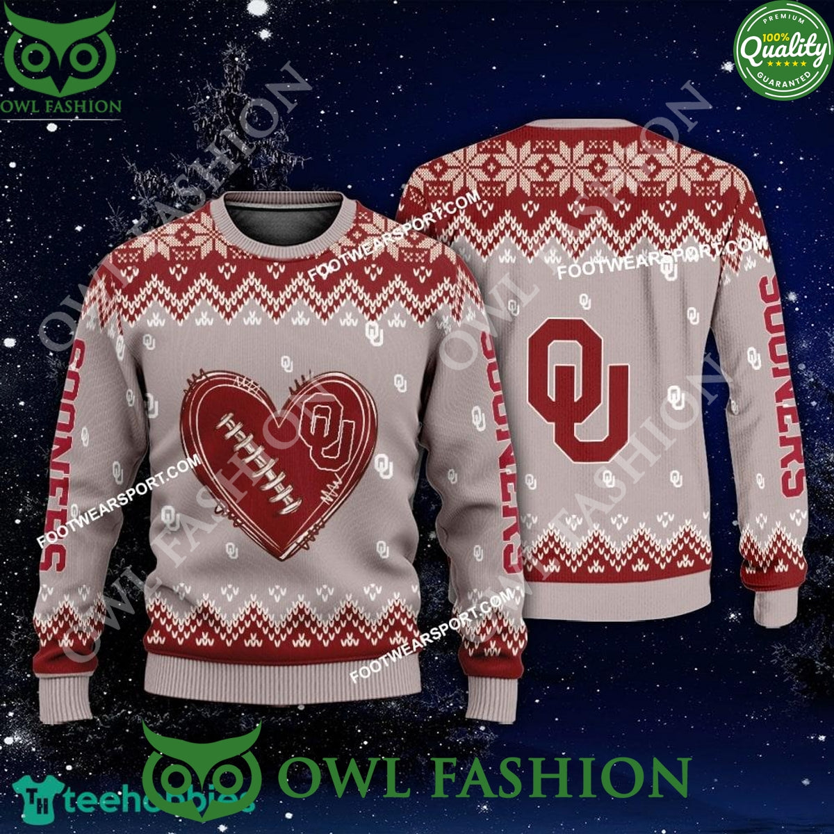 Logo Pattern Heart Football Oklahoma Sooners - Adult & Kids T-Shirts, Sweatshirts & Hoodies apparel design preview 1