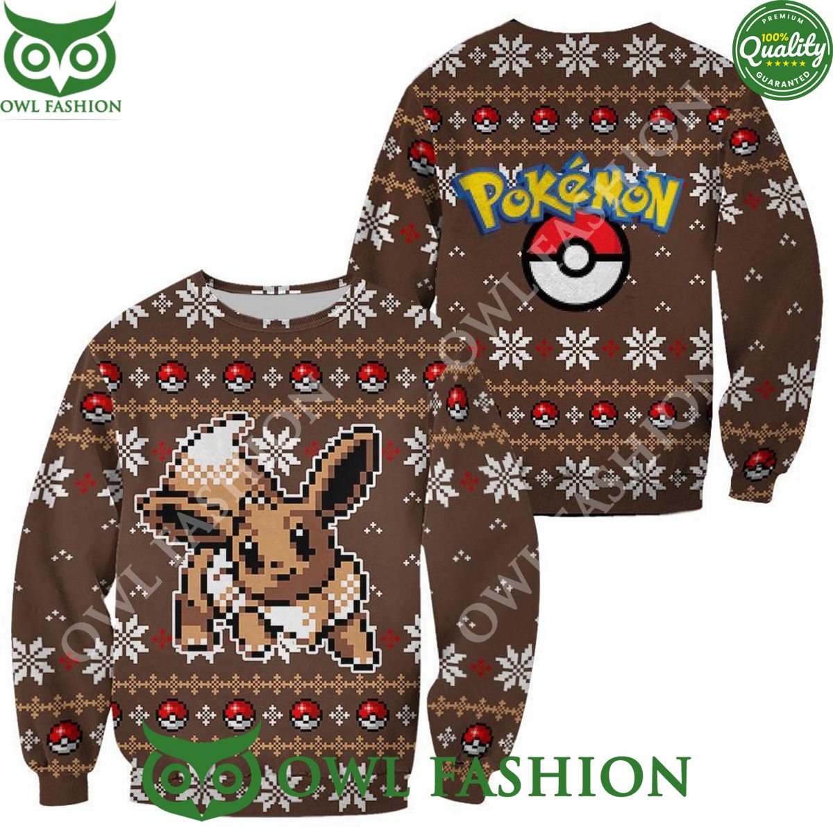 Ugly Christmas Sweater Custom Eevee Xmas Gift - Adult & Kids T-Shirts, Sweatshirts & Hoodies apparel design preview 1