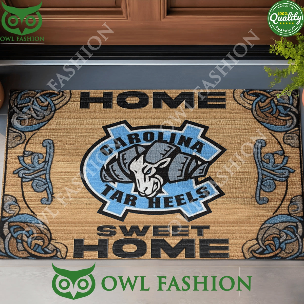 UNC Carolina Tar Heels Home Sweet Doormat - Adult & Kids T-Shirts, Sweatshirts & Hoodies apparel design preview 1