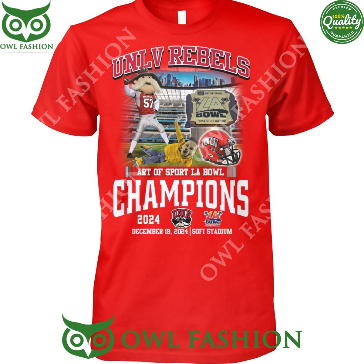 UNLV Rebels Art of sport LA bowl champions 2024 - Adult & Kids T-Shirts, Sweatshirts & Hoodies apparel design preview 1
