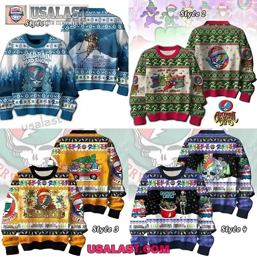 Grateful Dead Dancing Bear Ugly Christmas Jumper - Adult & Kids T-Shirts, Sweatshirts & Hoodies apparel design preview 1