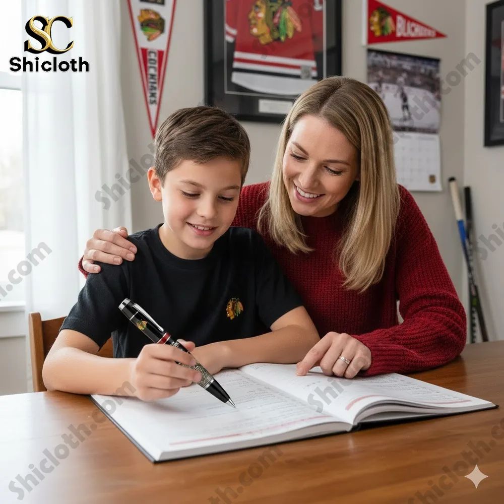 Hockey Team Chicago Blackhawks 100Th Anniversary Pen - Adult & Kids T-Shirts, Sweatshirts & Hoodies apparel design preview 1