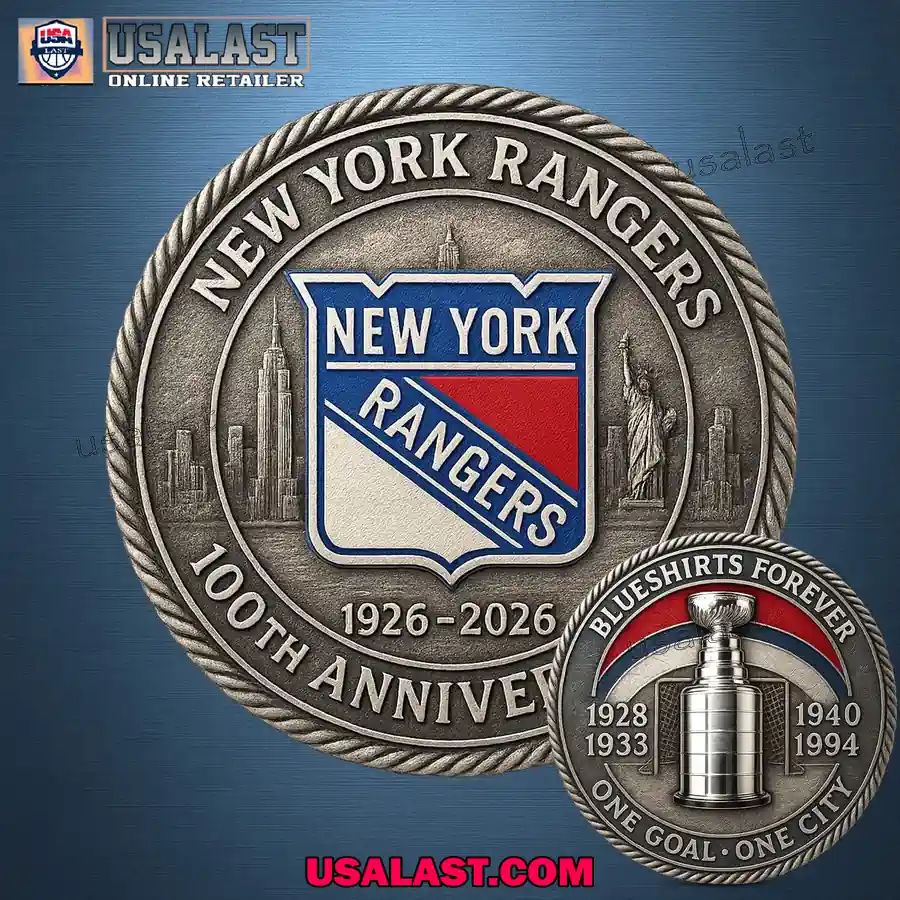 New York Rangers 100th Anniversary Commemorative Coin - Adult & Kids T-Shirts, Sweatshirts & Hoodies apparel design preview 1