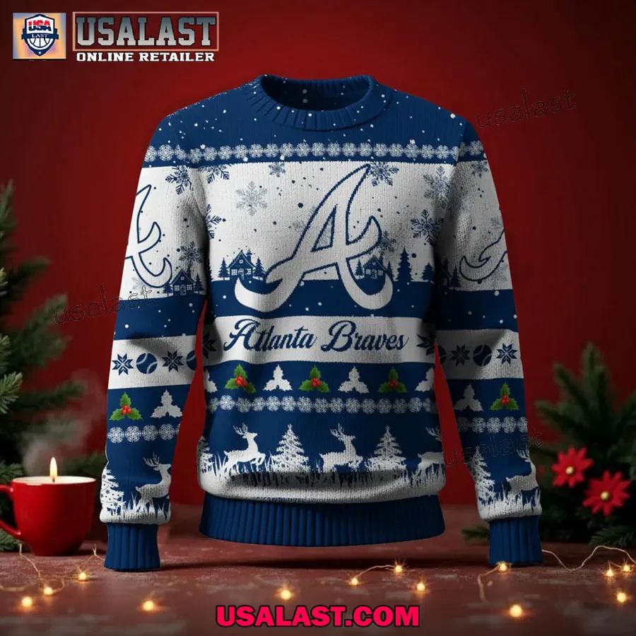 Atlanta Braves Ugly Christmas Sweater Jumper - Adult & Kids T-Shirts, Sweatshirts & Hoodies apparel design preview 1