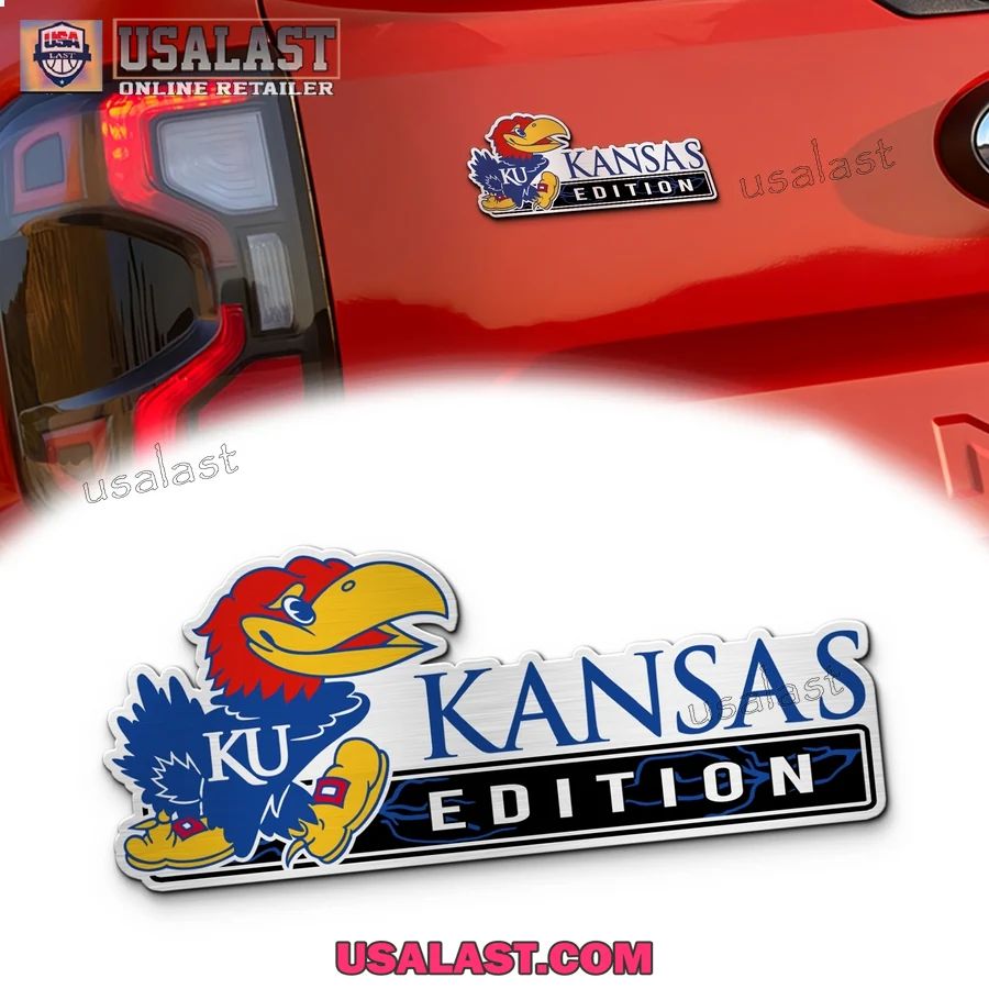 Kansas Jayhawks Edition 3D Car Badge Sticker - Adult & Kids T-Shirts, Sweatshirts & Hoodies apparel design preview 1