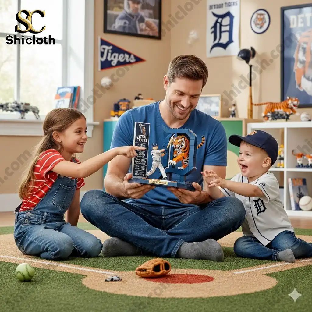 Detroit Tigers 125th Anniversary Collector's Building - Adult & Kids T-Shirts, Sweatshirts & Hoodies apparel design preview 1