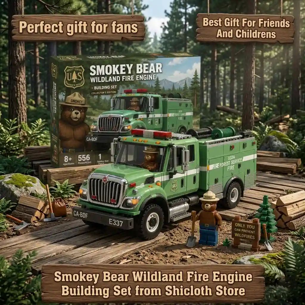 Smokey Bear Wildland Fire Engine Building Set - Adult & Kids T-Shirts, Sweatshirts & Hoodies apparel design preview 1