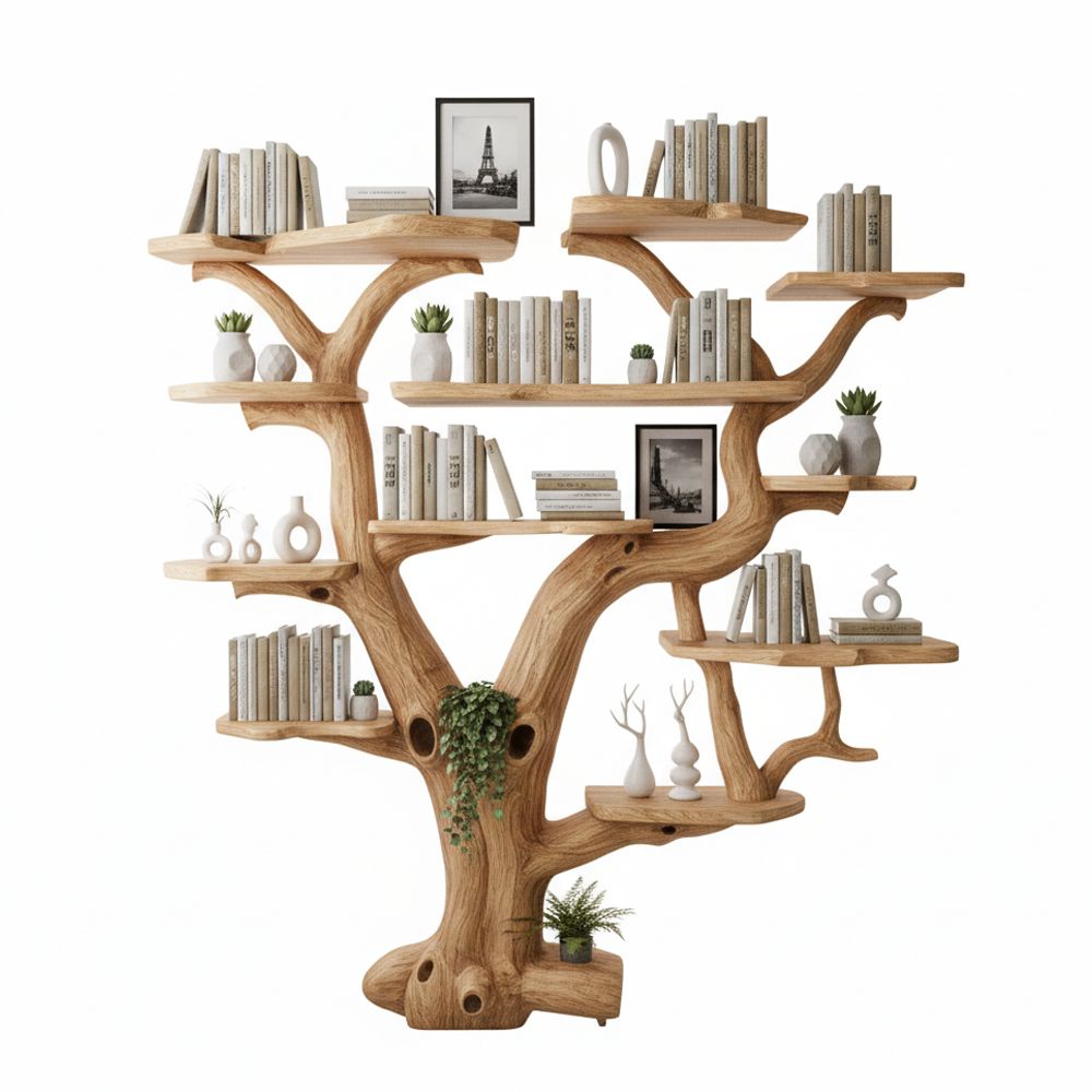Wall-Mounted Tree Bookshelf Handcrafted Vertical - Adult & Kids T-Shirts, Sweatshirts & Hoodies apparel design preview 1