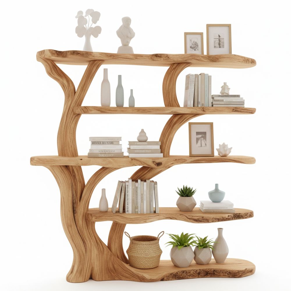 Handcrafted Tree Branch Bookshelf Solid Wood Wall - Adult & Kids T-Shirts, Sweatshirts & Hoodies apparel design preview 1