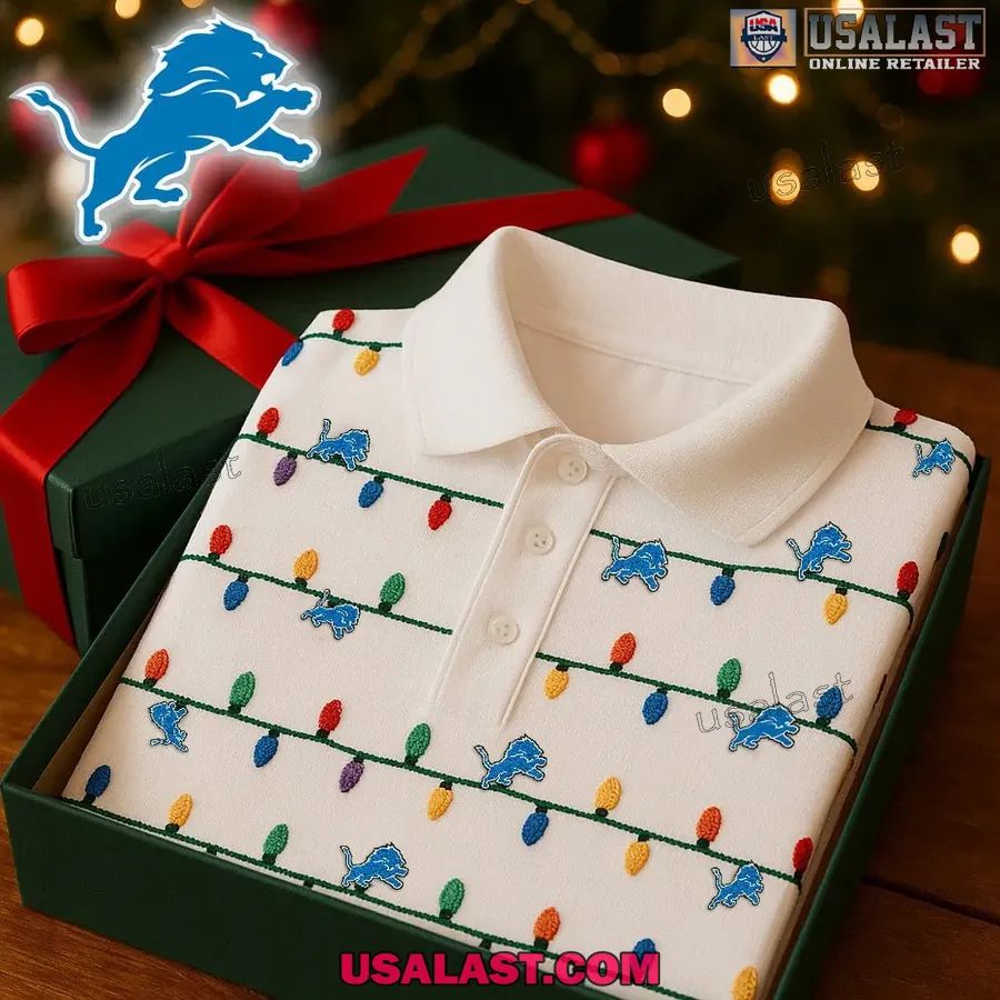 Detroit Lions Premium Christmas Polo - Adult & Kids T-Shirts, Sweatshirts & Hoodies apparel design preview 1