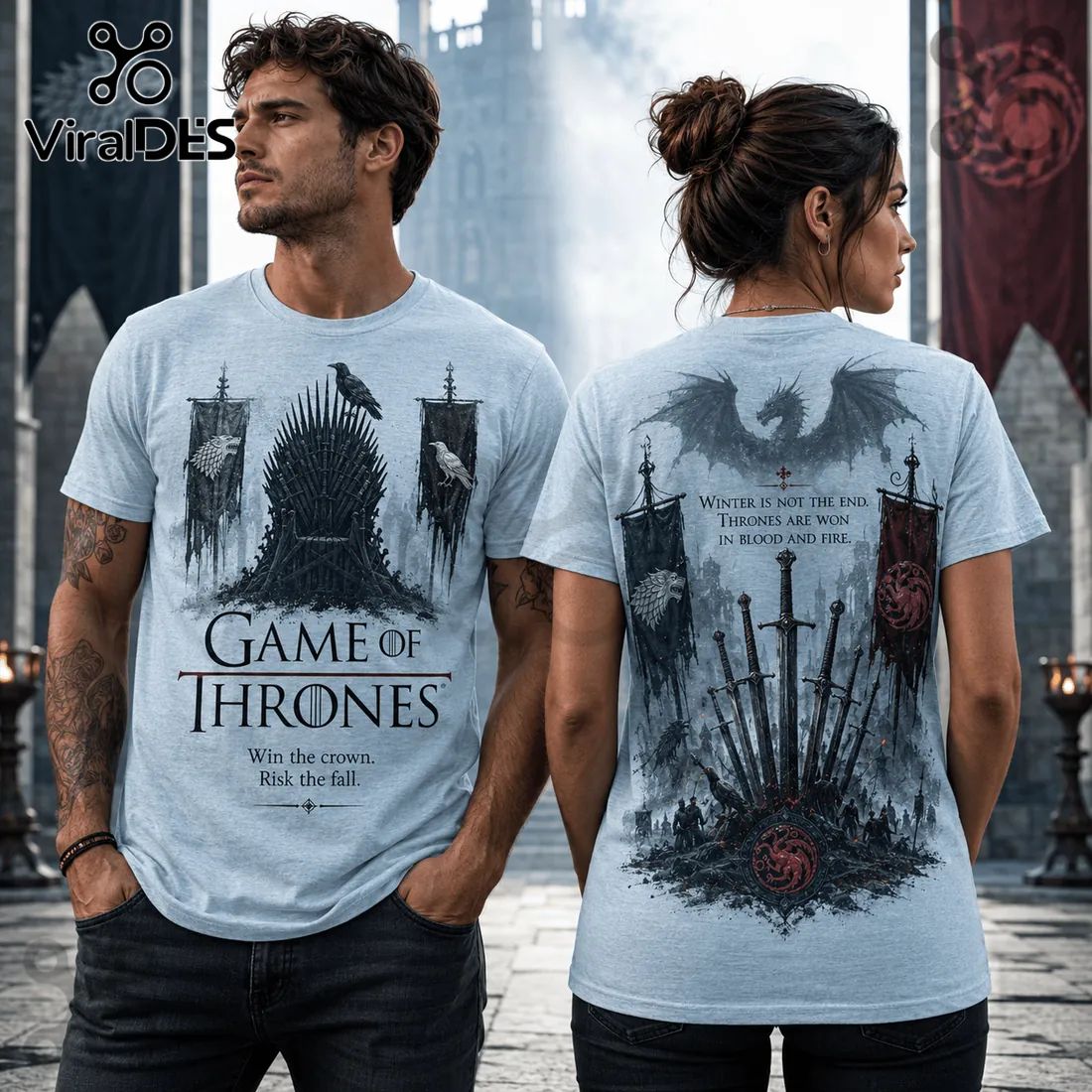 Game of Thrones Iron Throne Light Blue - Adult & Kids T-Shirts, Sweatshirts & Hoodies apparel design preview 1