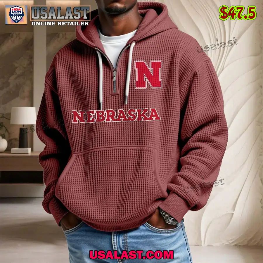 Nebraska Cornhuskers Waffle Half Zip - Adult & Kids T-Shirts, Sweatshirts & Hoodies apparel design preview 1
