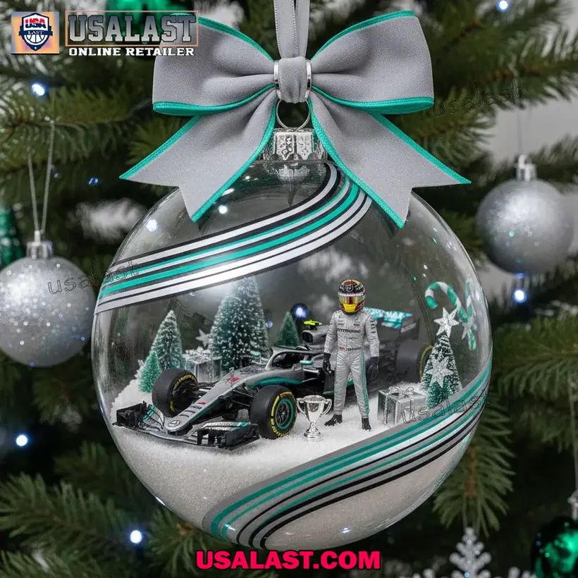 Mercedes AMG Formula 1 Team Globe Christmas Ornament - Adult & Kids T-Shirts, Sweatshirts & Hoodies apparel design preview 1