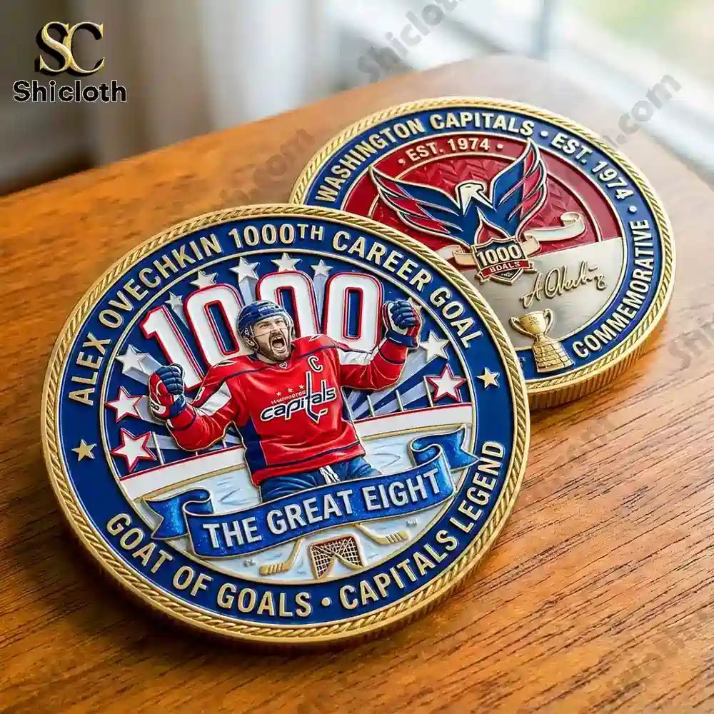 Alex Ovechkin 1000th Career Goal Commemorative Coin - Adult & Kids T-Shirts, Sweatshirts & Hoodies apparel design preview 1