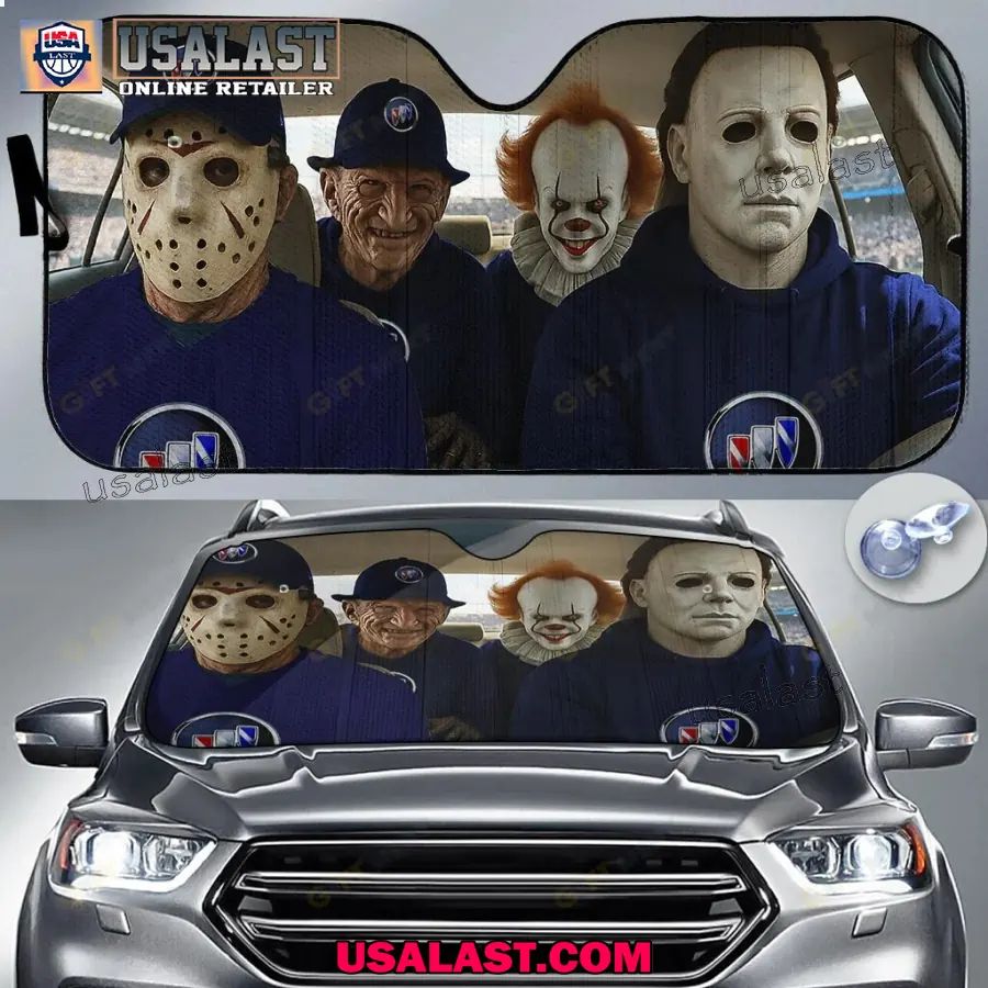 Buick x Horror Movie Characters Car Sunshade, - Adult & Kids T-Shirts, Sweatshirts & Hoodies apparel design preview 1