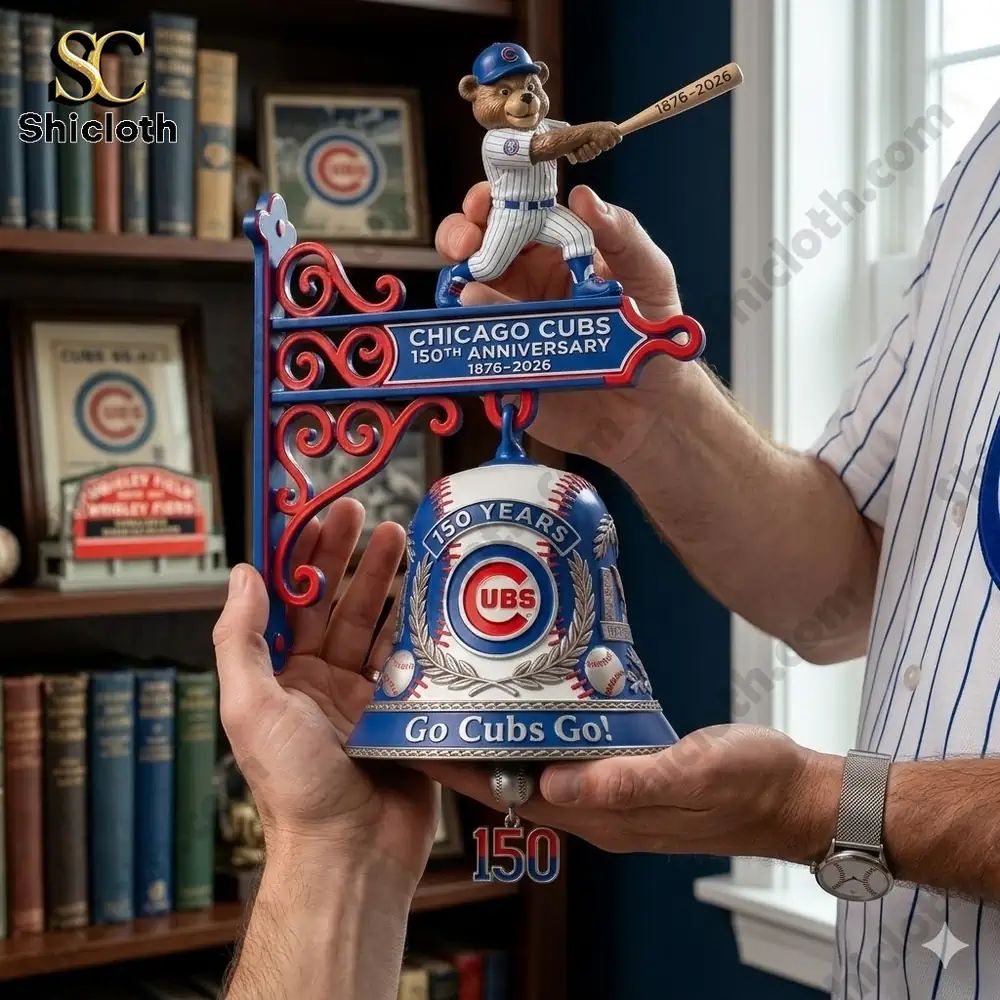 Chicago Cubs 1876-2026 150Th Anniversary Wall Bell - Adult & Kids T-Shirts, Sweatshirts & Hoodies apparel design preview 1