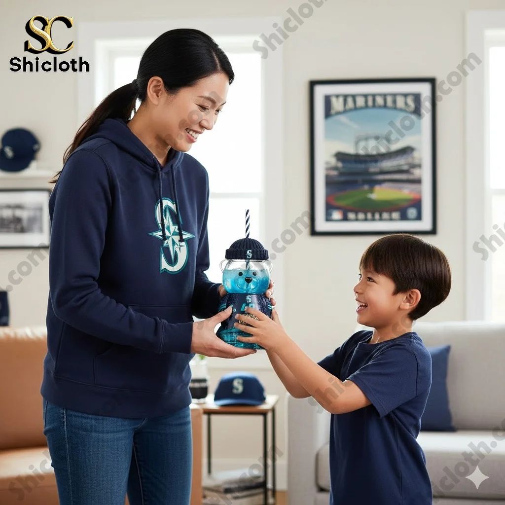 Seattle Mariners Anniversary Bear Cup - Adult & Kids T-Shirts, Sweatshirts & Hoodies apparel design preview 1