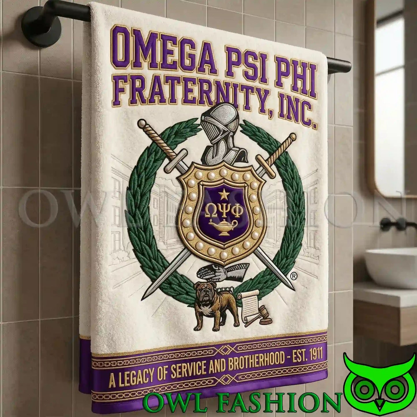 Omega Psi Phi Premium Bath Towels - Adult & Kids T-Shirts, Sweatshirts & Hoodies apparel design preview 1