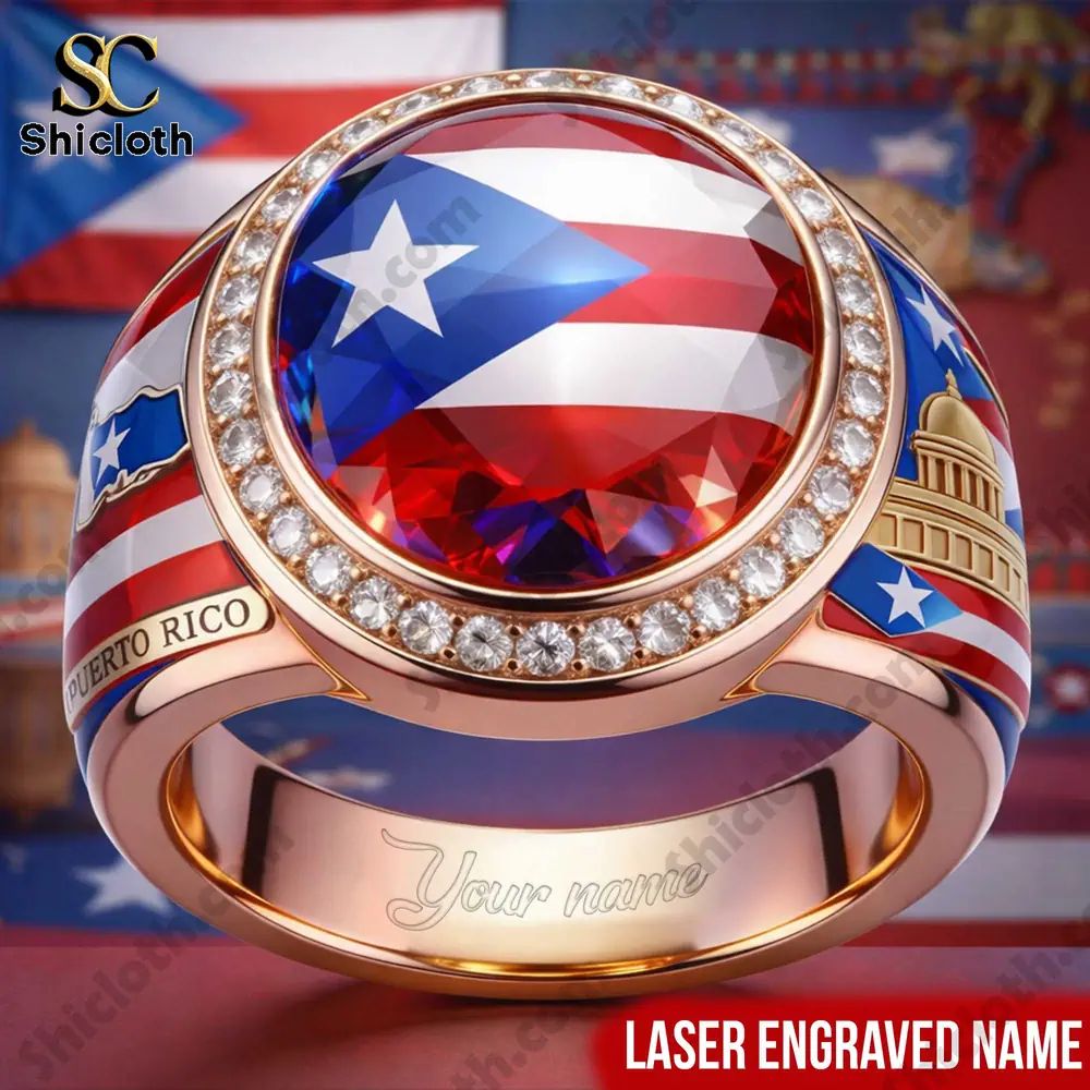 Puerto Rico Custom Name Ring - Adult & Kids T-Shirts, Sweatshirts & Hoodies apparel design preview 1