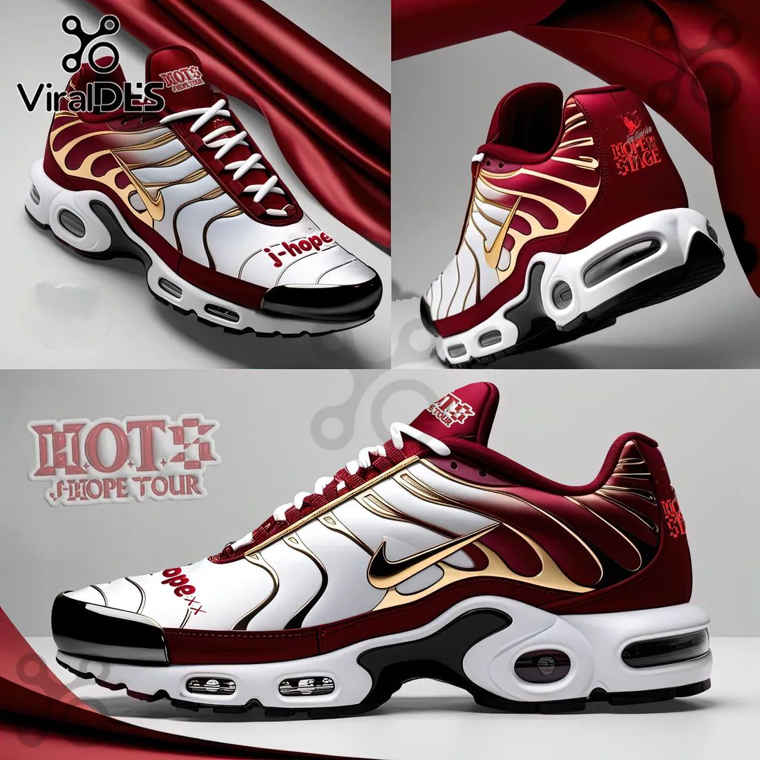 J-Hope Hope On The Stage Burgundy Gold Sport Shoes - Adult & Kids T-Shirts, Sweatshirts & Hoodies apparel design preview 1