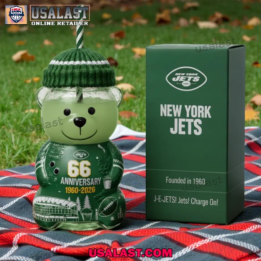 New York Jets 66th Anniversary Collectible Bear Glass - Adult & Kids T-Shirts, Sweatshirts & Hoodies apparel design preview 1