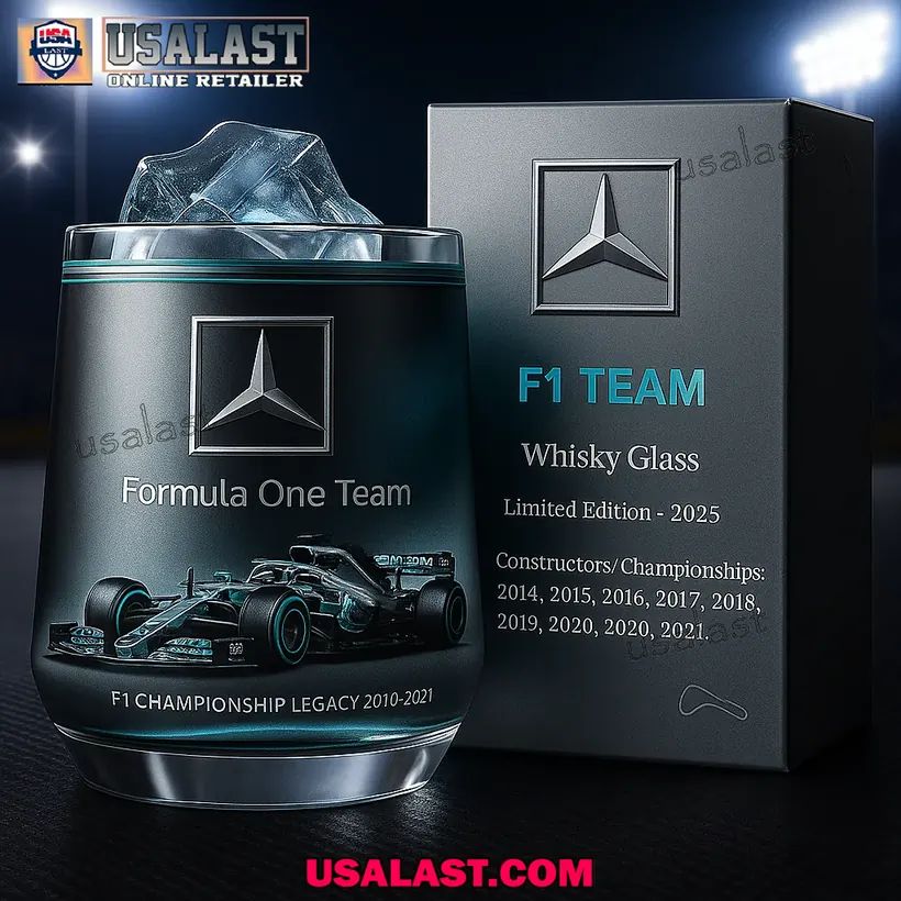 Mercedes AMG Formula 1 Team Custom Whiskey Glass - Adult & Kids T-Shirts, Sweatshirts & Hoodies apparel design preview 1