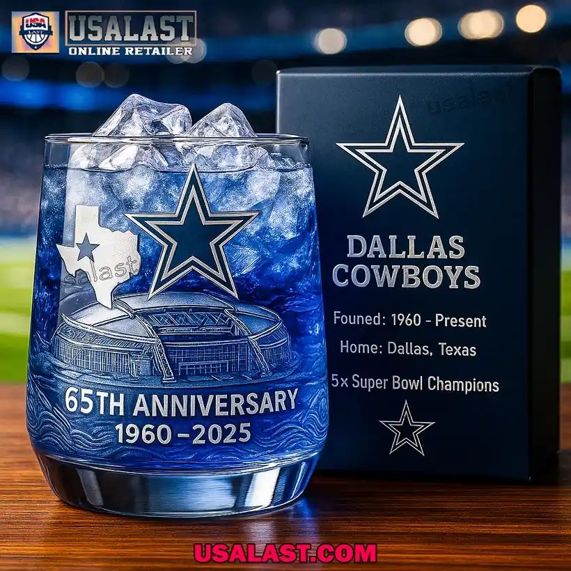 Dallas Cowboys 65th Anniversary Wine Glass - Adult & Kids T-Shirts, Sweatshirts & Hoodies apparel design preview 1