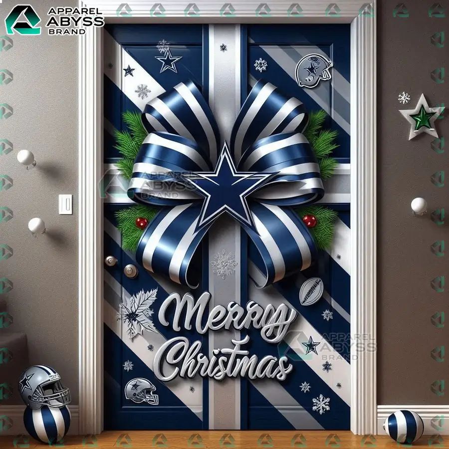 Dallas Cowboys Christmas 3D Door Cover Gift Box - Adult & Kids T-Shirts, Sweatshirts & Hoodies apparel design preview 1