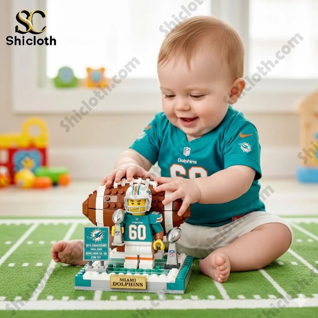 Miami Dolphins 60th Anniversary Brick Set - Adult & Kids T-Shirts, Sweatshirts & Hoodies apparel design preview 1
