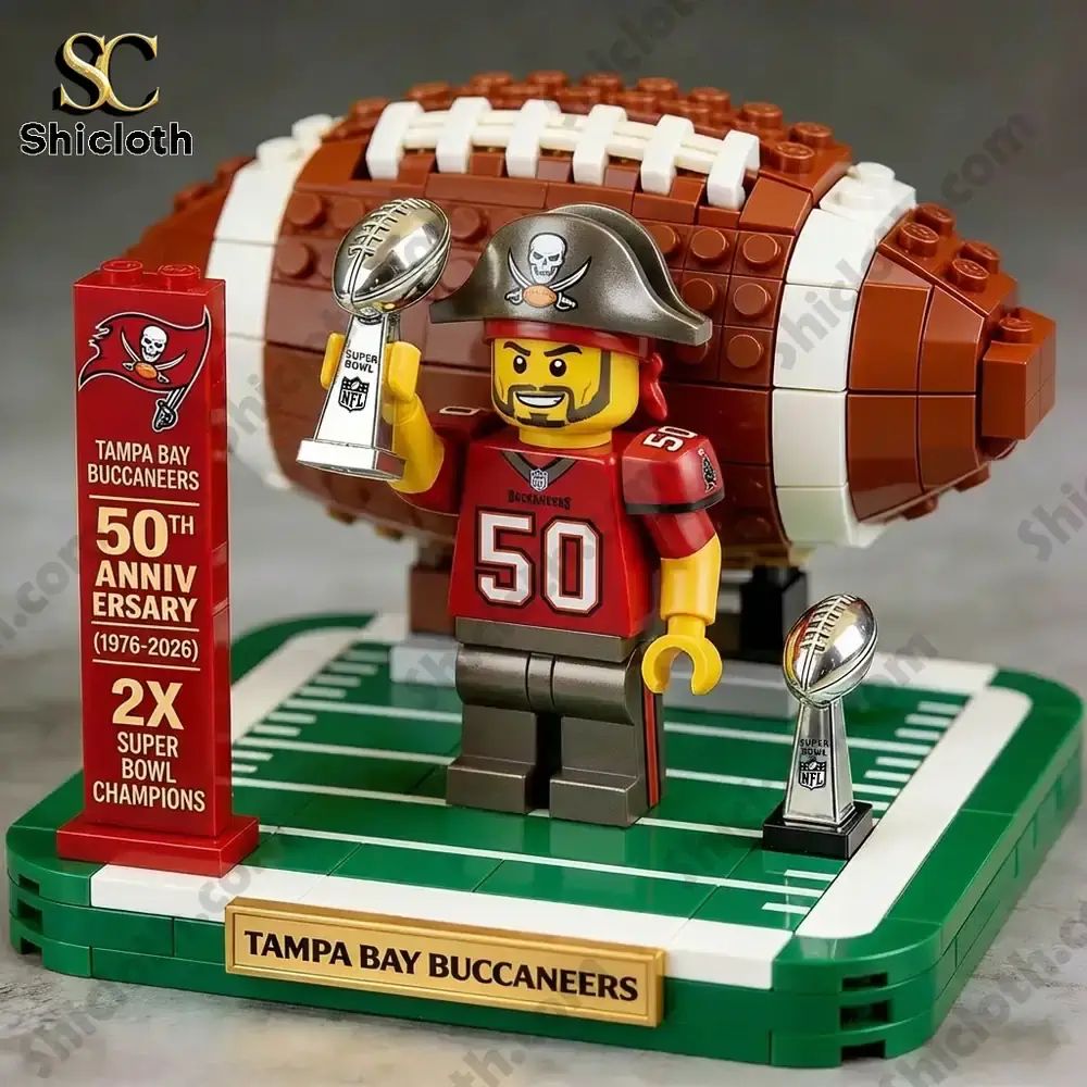 Tampa Bay Buccaneers 50th Anniversary Building Brick - Adult & Kids T-Shirts, Sweatshirts & Hoodies apparel design preview 1