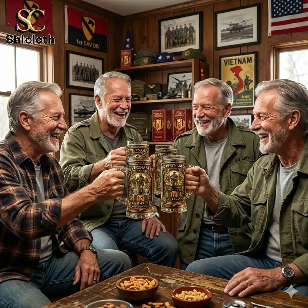 Vietnam Veteran 1955-1975 Commemorative Beer Glass - Adult & Kids T-Shirts, Sweatshirts & Hoodies apparel design preview 1