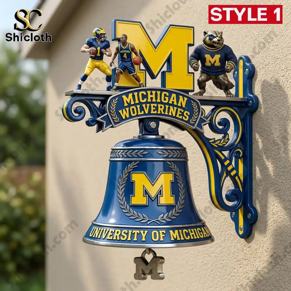 Michigan Wolverines NCAA Premium Wall Bell - Adult & Kids T-Shirts, Sweatshirts & Hoodies apparel design preview 1