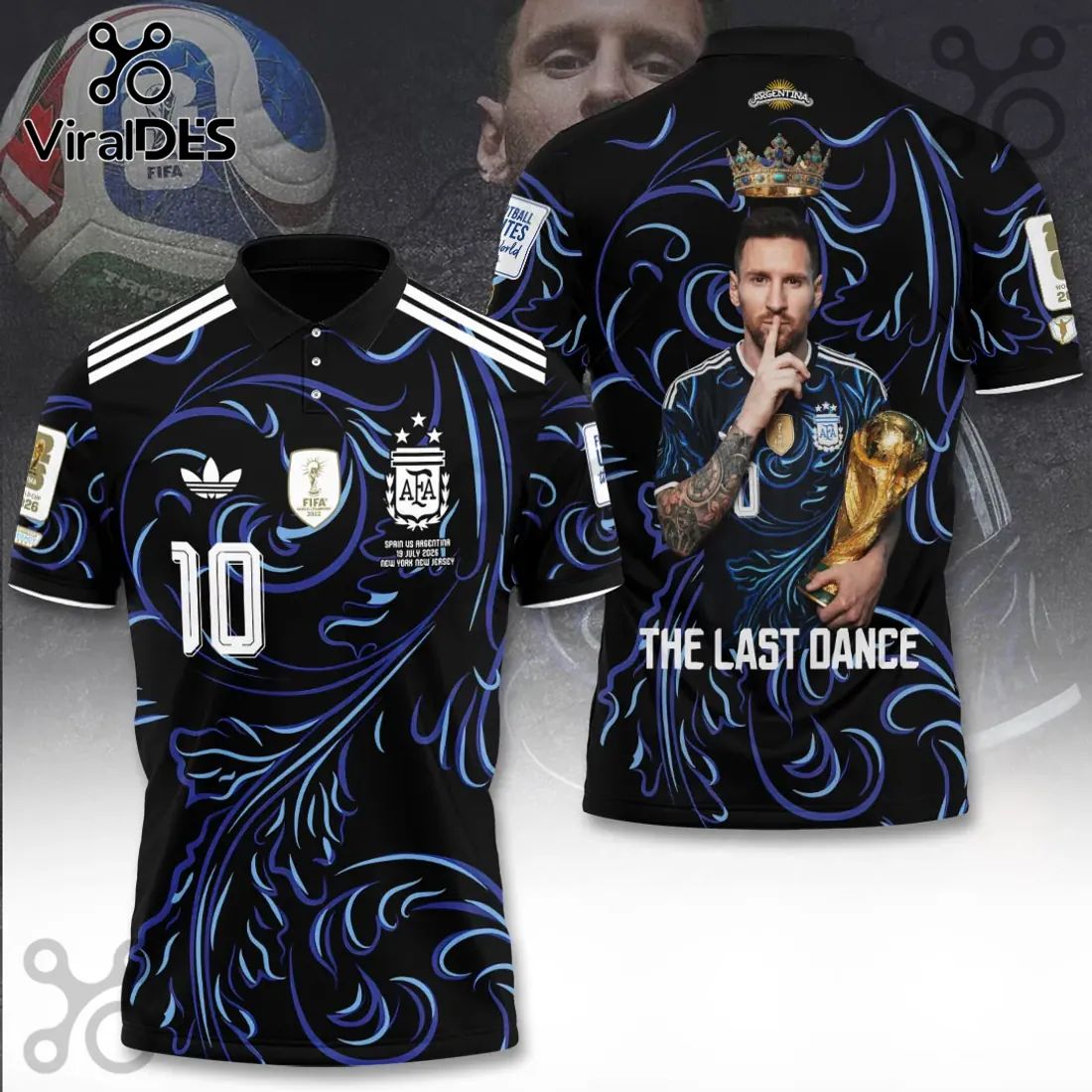 Argentina National Team Messi 2026 World Cup Polo - Adult & Kids T-Shirts, Sweatshirts & Hoodies apparel design preview 1