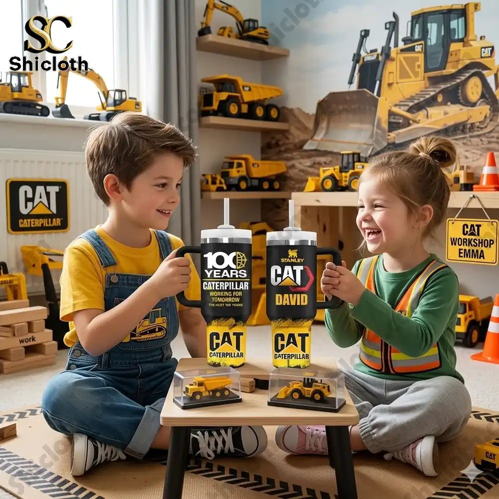Caterpillar 100 Years Working For Tomorrow Custom - Adult & Kids T-Shirts, Sweatshirts & Hoodies apparel design preview 1