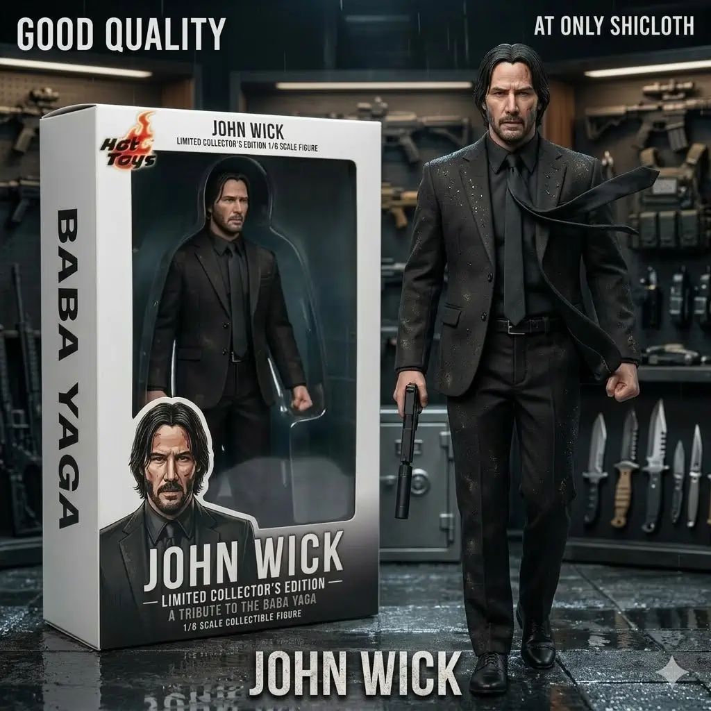 John Wick Hot Toys 16 Scale Collectible Figure - Adult & Kids T-Shirts, Sweatshirts & Hoodies apparel design preview 1