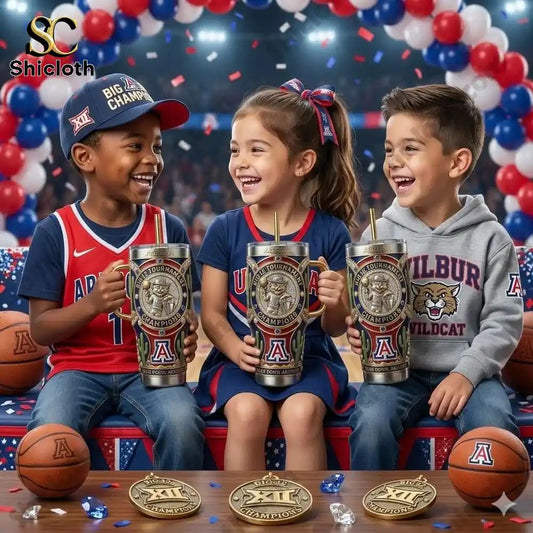 Arizona Wildcats Big 12 40oz Tumbler With Handle - Adult & Kids T-Shirts, Sweatshirts & Hoodies apparel design preview 1