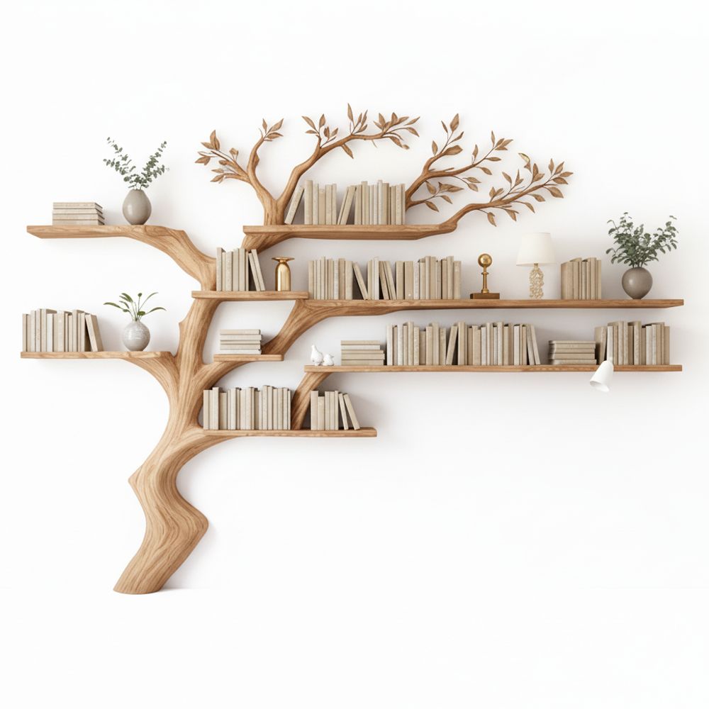 Handcrafted Tree Branch Bookshelf Solid Wood - Adult & Kids T-Shirts, Sweatshirts & Hoodies apparel design preview 1