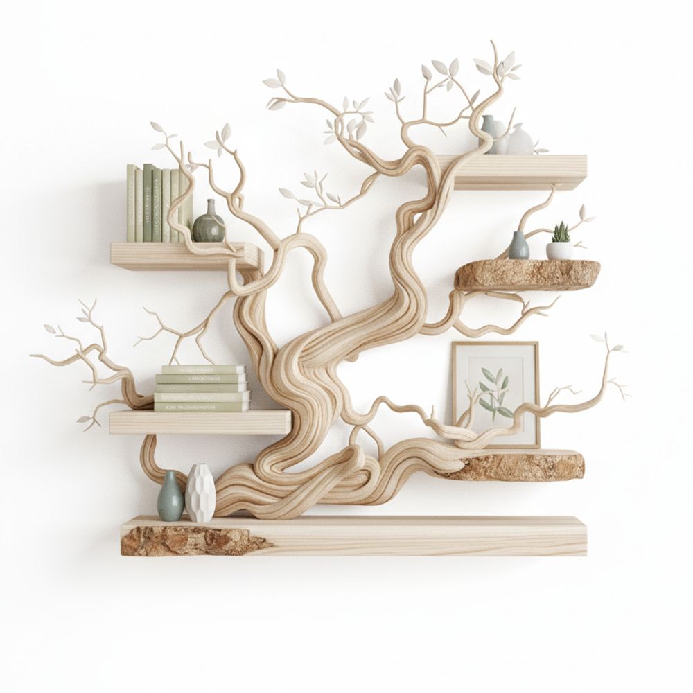 Tree Branch Bookshelf Handmade Solid Wooden Wall - Adult & Kids T-Shirts, Sweatshirts & Hoodies apparel design preview 1
