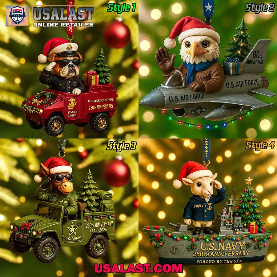US Military Mascots Edition Christmas Ornament - Adult & Kids T-Shirts, Sweatshirts & Hoodies apparel design preview 1
