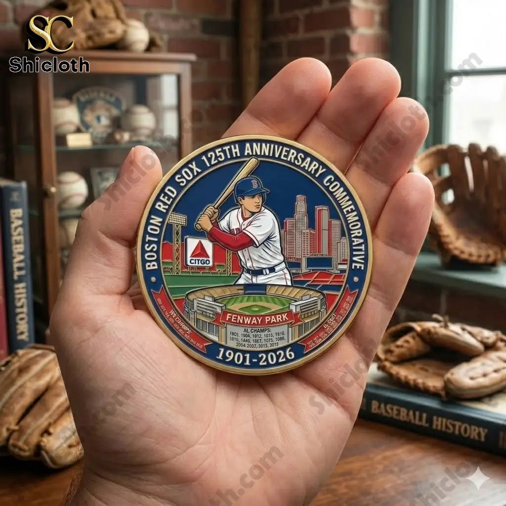 Boston Red Sox 125th Anniversary Commemorative Coin - Adult & Kids T-Shirts, Sweatshirts & Hoodies apparel design preview 1
