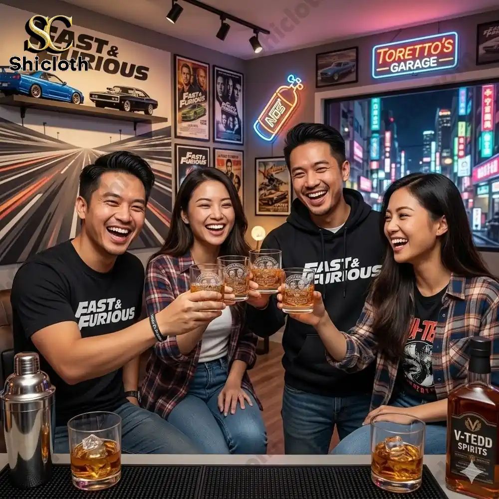 Fast Furious 25th Anniversary Tribute Whiskey Glass - Adult & Kids T-Shirts, Sweatshirts & Hoodies apparel design preview 1