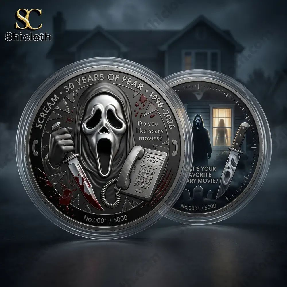 Ghostface 30th Anniversary Collector Coin - Adult & Kids T-Shirts, Sweatshirts & Hoodies apparel design preview 1